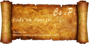 Csánk Patrik névjegykártya